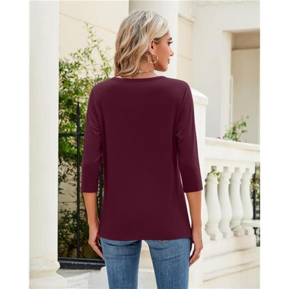 3 Pack 3/4 Sleeve Tops for Women - Round Neck Fall Basics, Casual Trendy - Picture 3 of 6